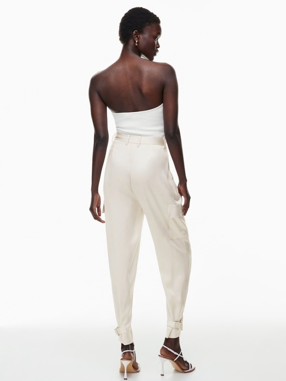 Aritzia Babaton Refined Satin Cream Cargo Pants - 8 - Picture 5 of 7